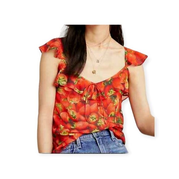 Anthropologie **Strawberry Print Sleeveless Top** Size 6 EUC - Picture 12 of 12